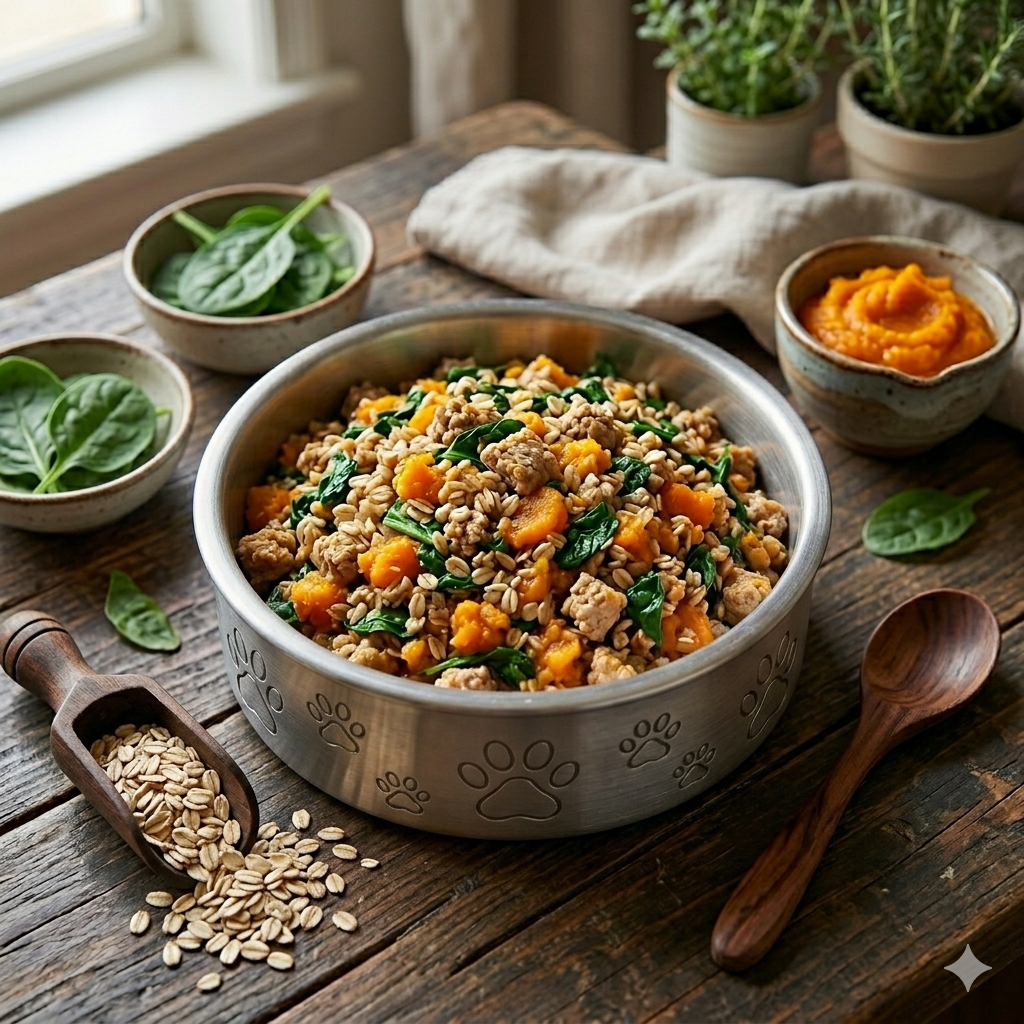 Turkey and pumpkin homemade dog food for diabetic dogs